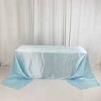 Satin Rectangular 90"x156" Tablecloth Light Blue - Seamless Table Cover - Bell Racket Store