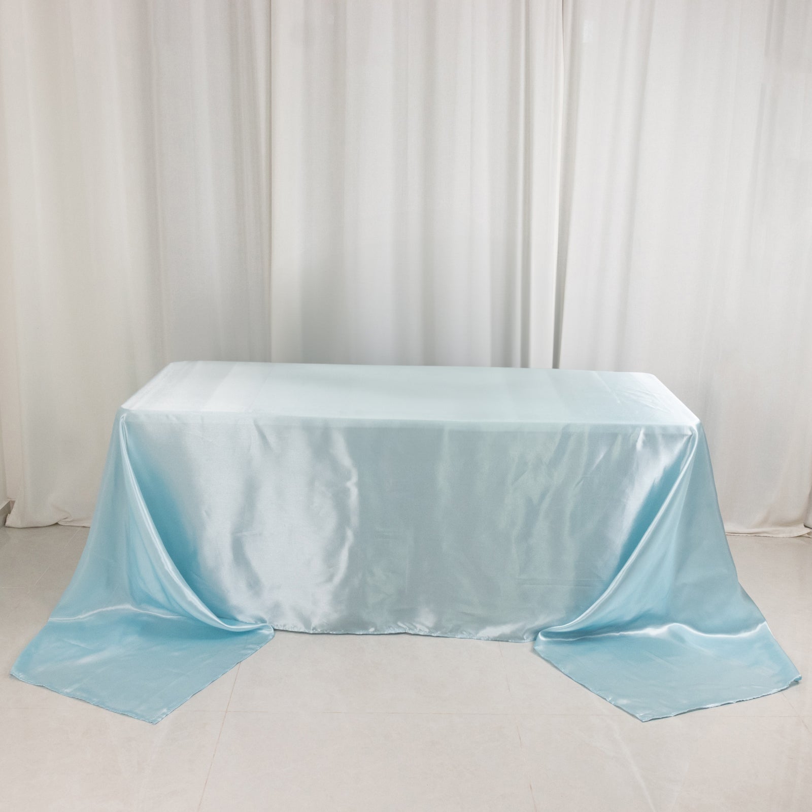 Satin Rectangular 90"x156" Tablecloth Light Blue - Seamless Table Cover - Bell Racket Store