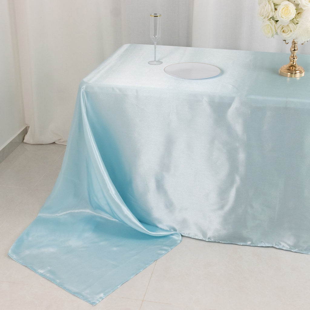 Satin Rectangular 90"x156" Tablecloth Light Blue - Seamless Table Cover - Bell Racket Store