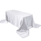 Satin Rectangular 90"x156" Tablecloth White - Seamless Stylish Table Cover for Wedding & Event Decoration