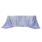 Satin Rectangular 90"x156" Tablecloth White/Blue French Toile Design - Seamless Stylish & Wrinkle - Resistant Table Cover - Bell Racket Store