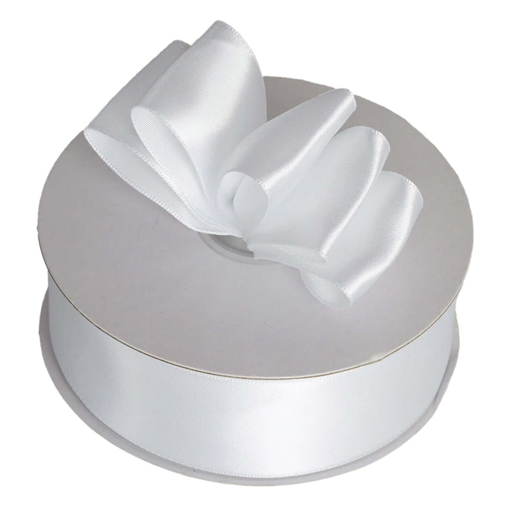 50 Yards 1.5" White Single Face Decorative Satin Ribbon