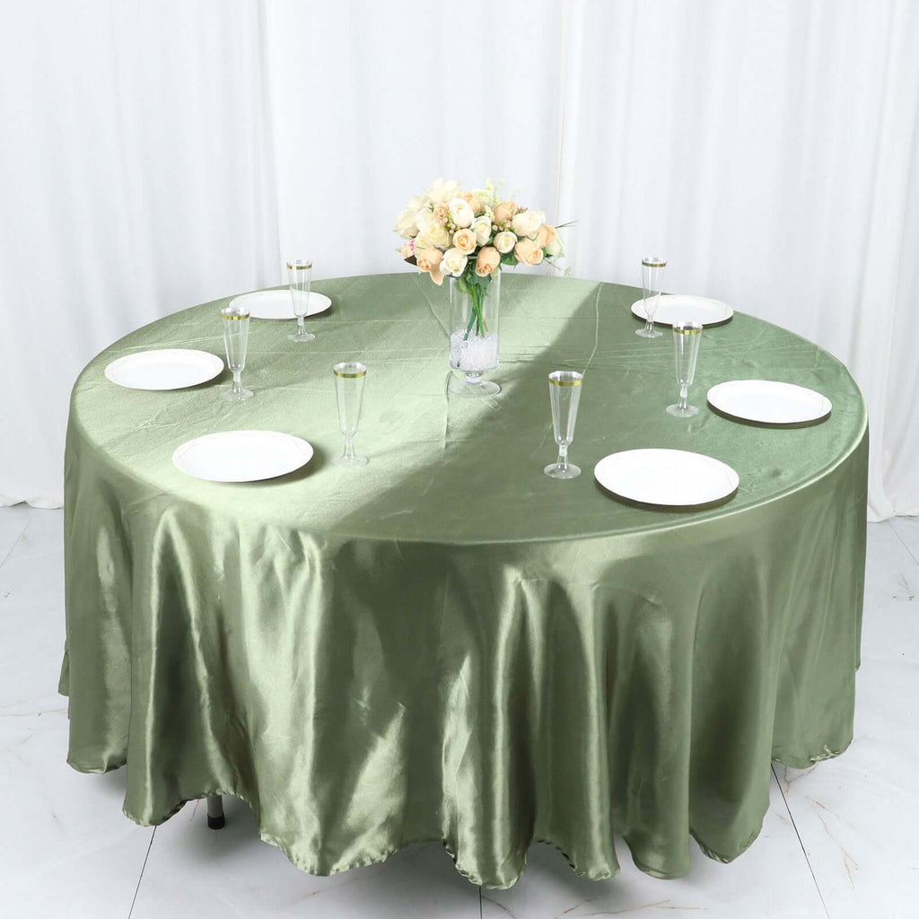 Satin 108" Round Tablecloth Dusty Sage Green - Smooth and Lustrous Table Cover