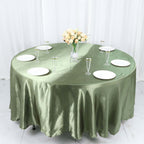 Satin 108" Round Tablecloth Dusty Sage Green - Smooth and Lustrous Table Cover