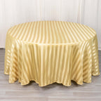Satin Striped 120" Round Tablecloth Champagne - Silky Smooth Seamless Table Cover - Bell Racket Store