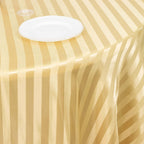 Satin Striped 120" Round Tablecloth Champagne - Silky Smooth Seamless Table Cover - Bell Racket Store