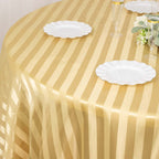 Satin Striped 120" Round Tablecloth Champagne - Silky Smooth Seamless Table Cover - Bell Racket Store