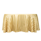 Satin Striped 120" Round Tablecloth Champagne - Silky Smooth Seamless Table Cover - Bell Racket Store