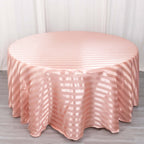 Satin Striped 120" Round Tablecloth Dusty Rose - Silky Smooth Seamless Table Cover - Bell Racket Store