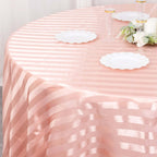 Satin Striped 120" Round Tablecloth Dusty Rose - Silky Smooth Seamless Table Cover - Bell Racket Store
