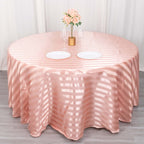 Satin Striped 120" Round Tablecloth Dusty Rose - Silky Smooth Seamless Table Cover - Bell Racket Store
