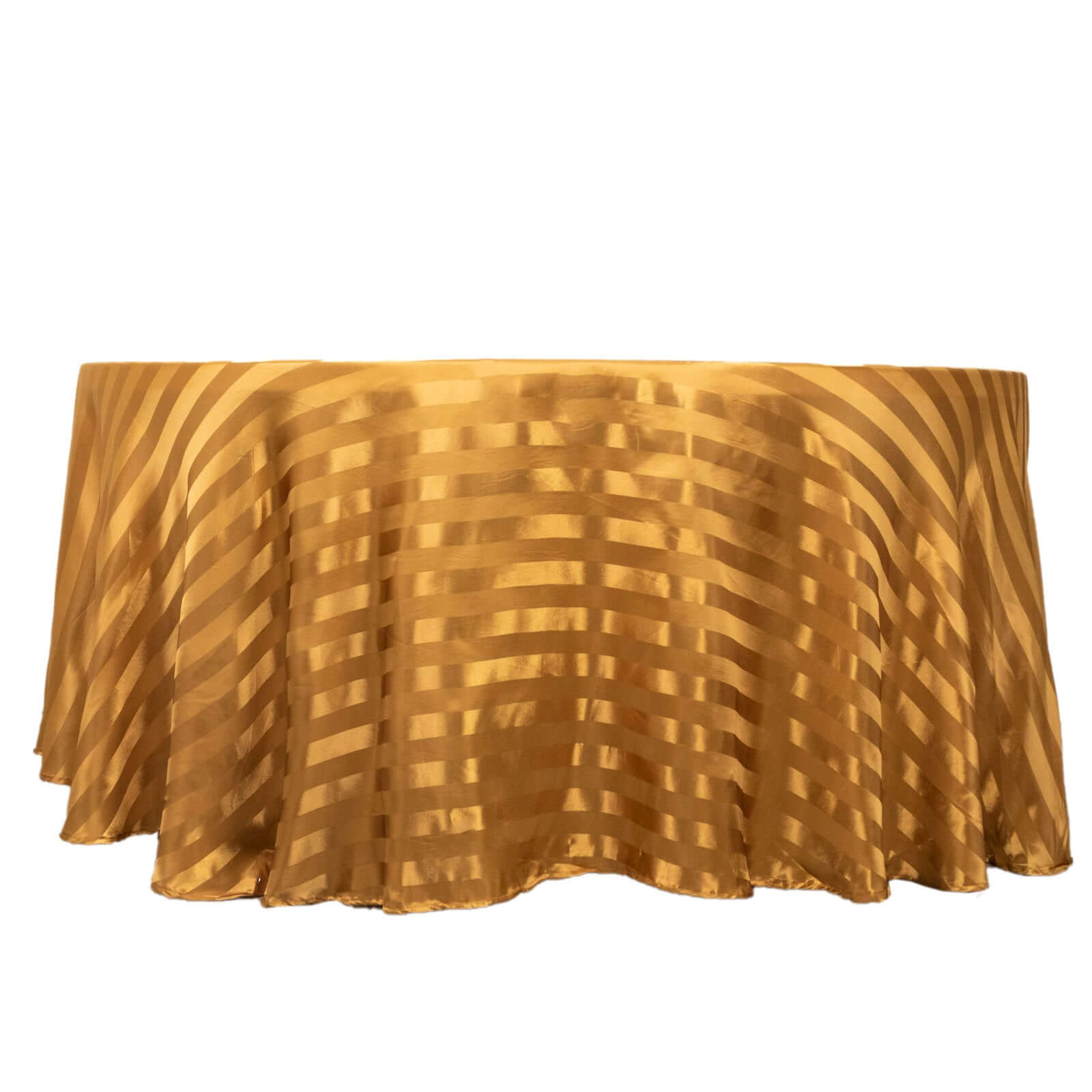 Satin Striped 120" Round Tablecloth Gold - Silky Smooth Seamless Wedding Decor - Bell Racket Store