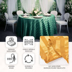 Satin Striped 120" Round Tablecloth Gold - Silky Smooth Seamless Wedding Decor - Bell Racket Store