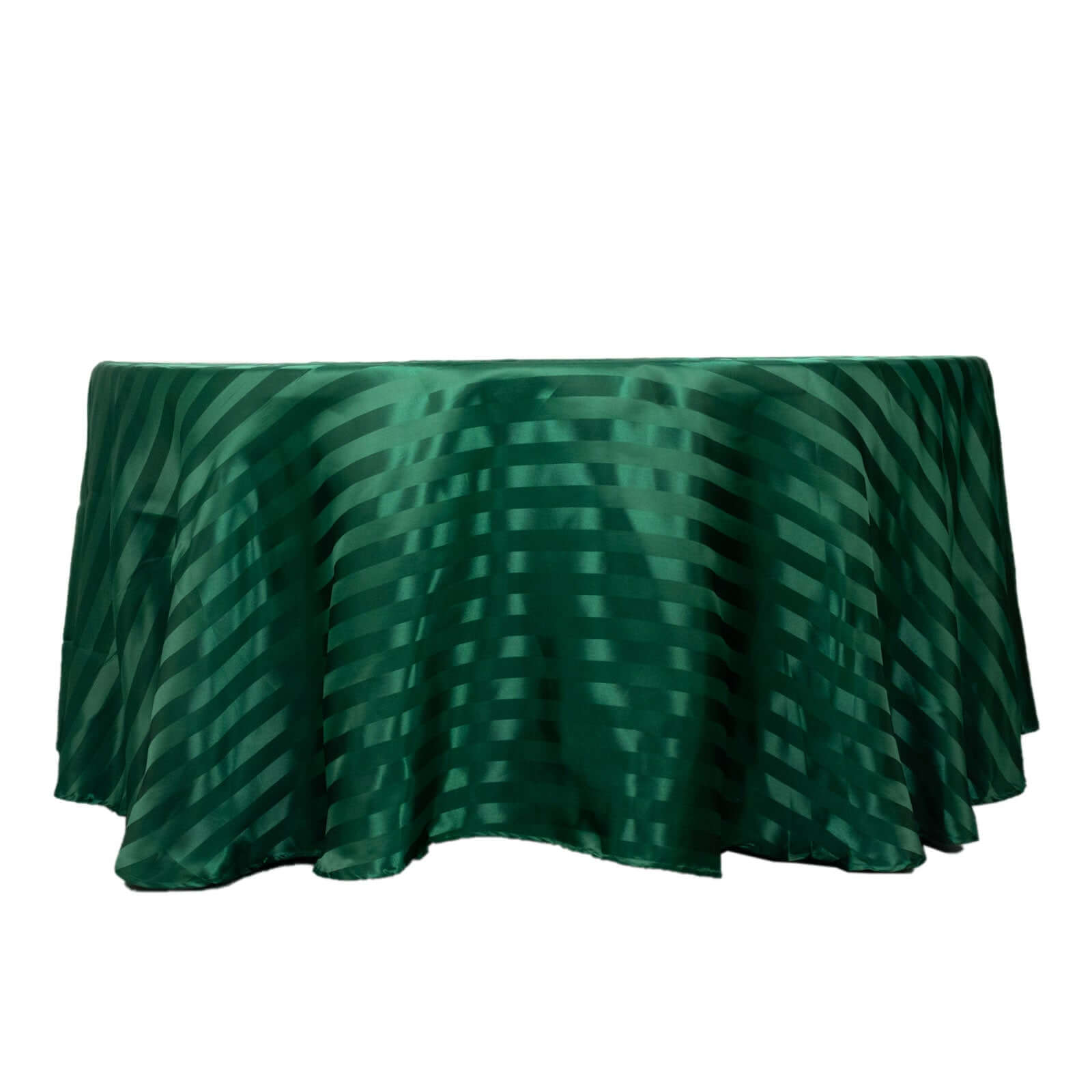Satin Striped 120" Round Tablecloth Hunter Emerald Green - Silky Smooth Seamless Table Cover - Bell Racket Store