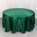 Satin Striped 120" Round Tablecloth Hunter Emerald Green - Silky Smooth Seamless Table Cover - Bell Racket Store
