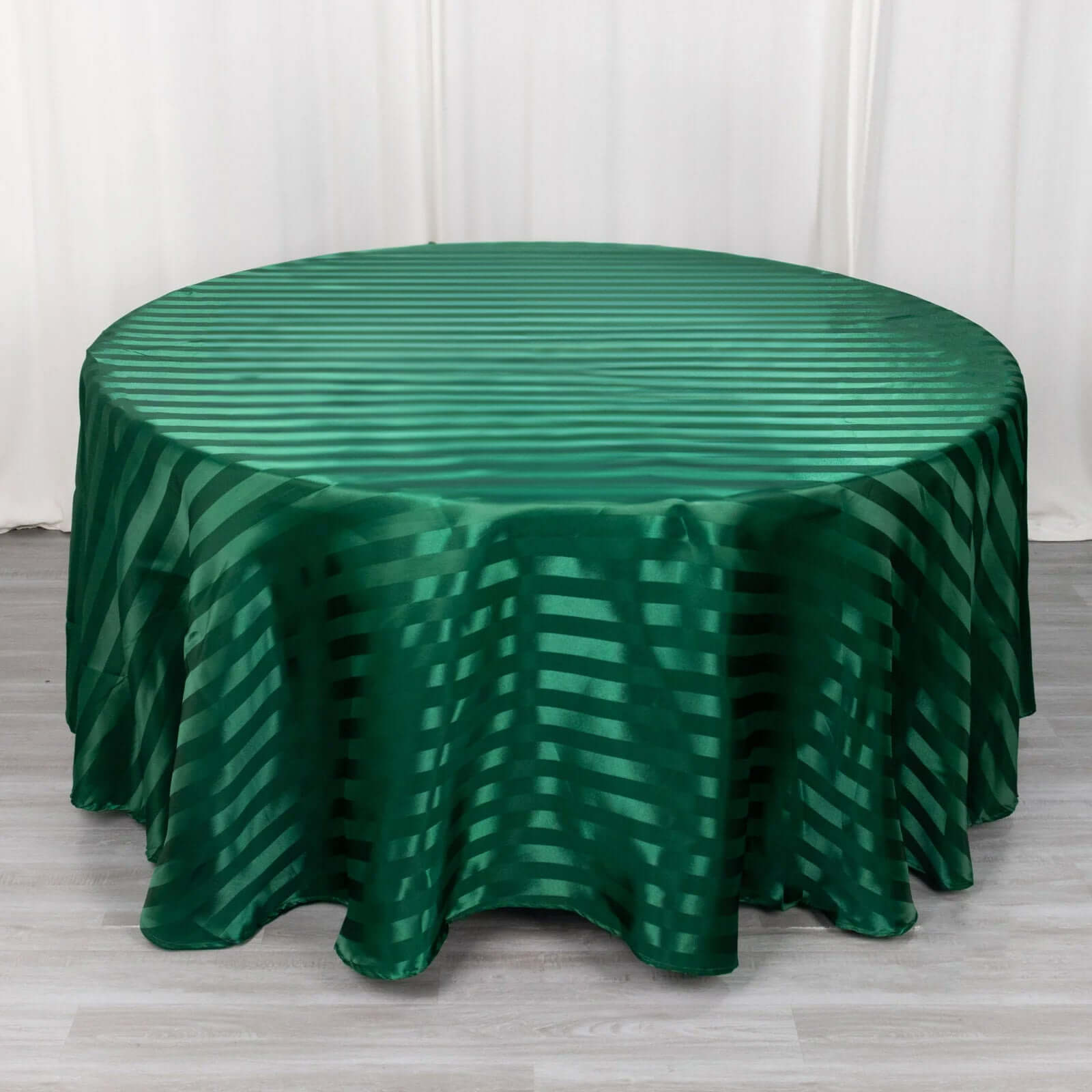 Satin Striped 120" Round Tablecloth Hunter Emerald Green - Silky Smooth Seamless Table Cover - Bell Racket Store