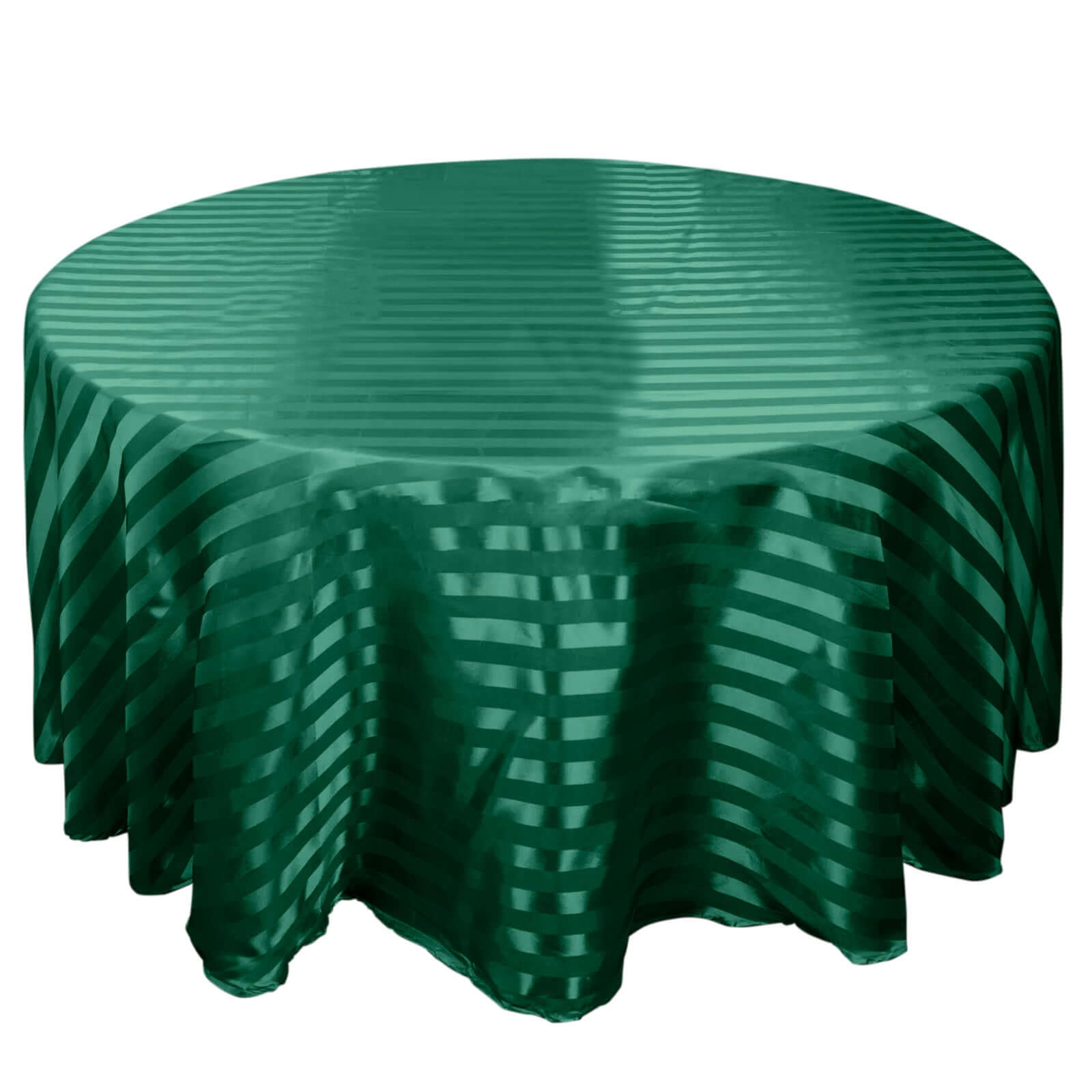 Satin Striped 120" Round Tablecloth Hunter Emerald Green - Silky Smooth Seamless Table Cover - Bell Racket Store