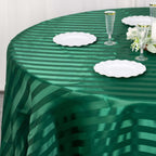 Satin Striped 120" Round Tablecloth Hunter Emerald Green - Silky Smooth Seamless Table Cover - Bell Racket Store