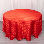 Satin Striped 120" Round Tablecloth Red - Silky Smooth Seamless Table Cover - Bell Racket Store