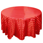 Satin Striped 120" Round Tablecloth Red - Silky Smooth Seamless Table Cover - Bell Racket Store