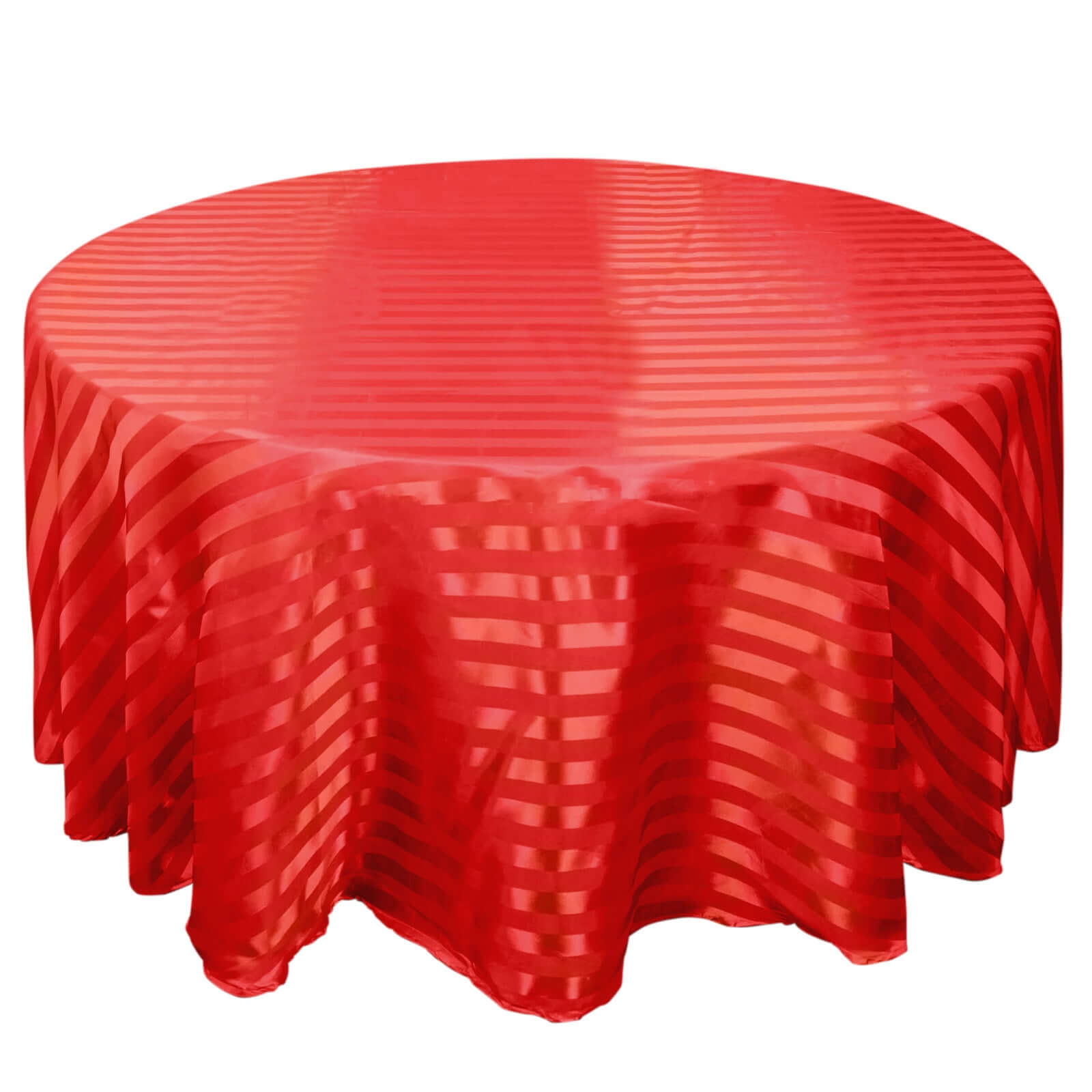 Satin Striped 120" Round Tablecloth Red - Silky Smooth Seamless Table Cover - Bell Racket Store