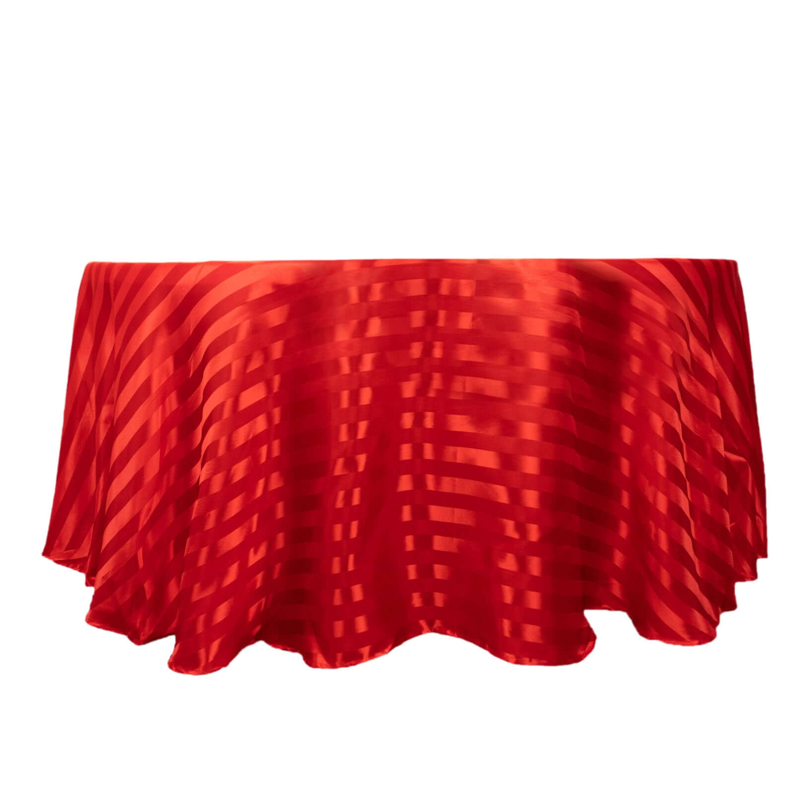 Satin Striped 120" Round Tablecloth Red - Silky Smooth Seamless Table Cover - Bell Racket Store