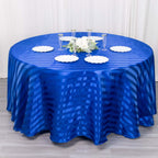 Satin Striped 120" Round Tablecloth Royal Blue - Silky Smooth Seamless Table Cover - Bell Racket Store