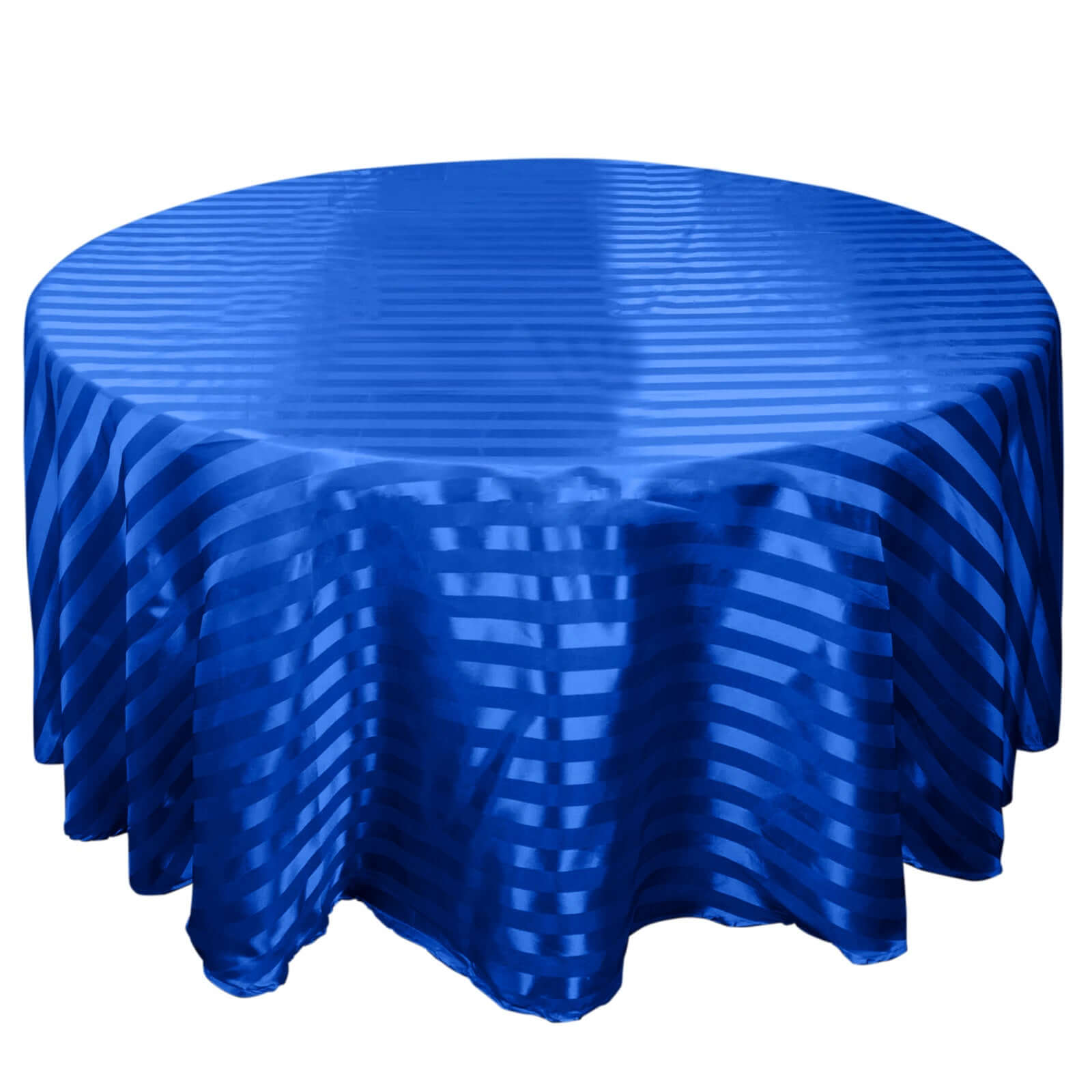 Satin Striped 120" Round Tablecloth Royal Blue - Silky Smooth Seamless Table Cover - Bell Racket Store