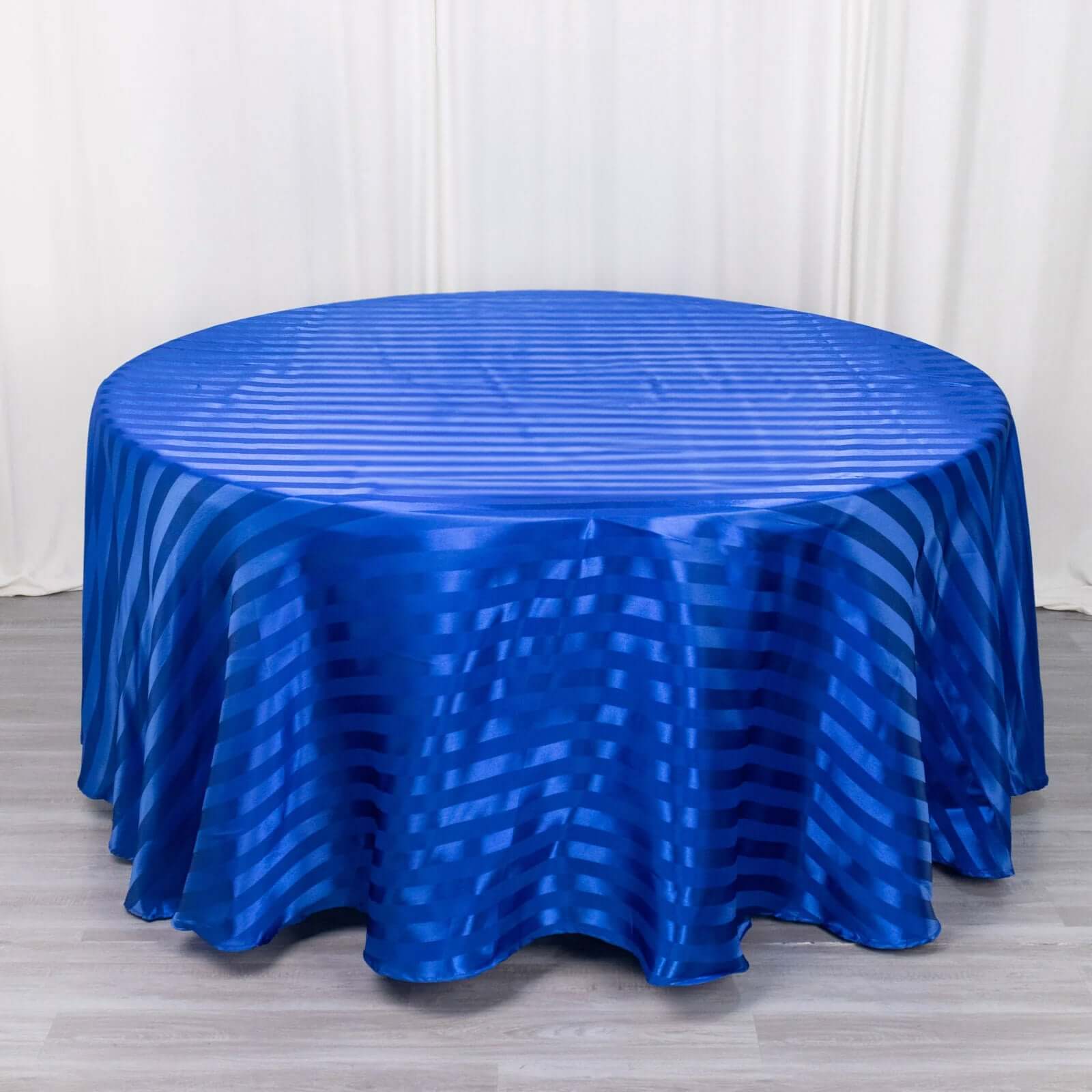 Satin Striped 120" Round Tablecloth Royal Blue - Silky Smooth Seamless Table Cover - Bell Racket Store