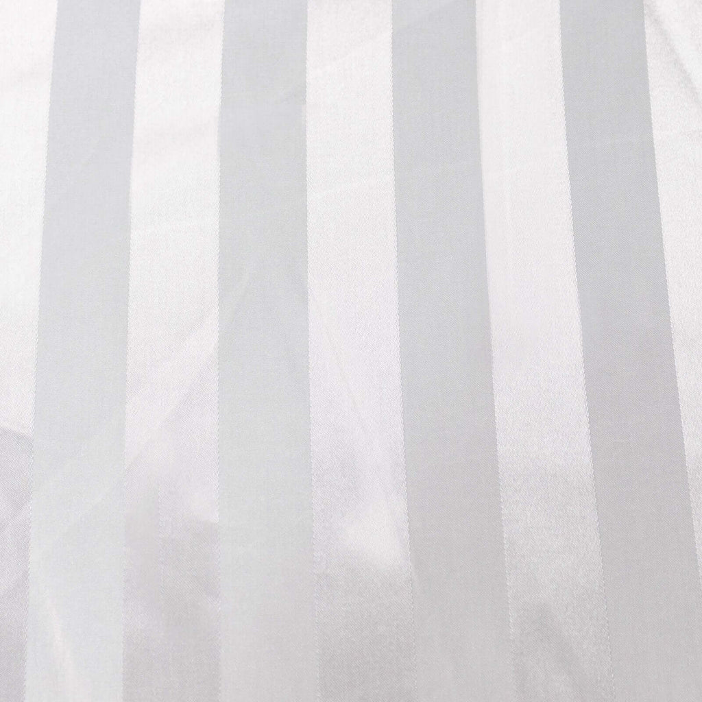 Satin Striped 120" Round Tablecloth Silver - Silky Smooth Seamless Table Cover - Bell Racket Store