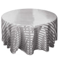 Satin Striped 120" Round Tablecloth Silver - Silky Smooth Seamless Table Cover - Bell Racket Store