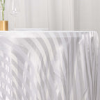 Satin Striped 120" Round Tablecloth White - Silky Smooth Seamless Wedding Decor - Bell Racket Store