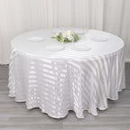 Satin Striped 120" Round Tablecloth White - Silky Smooth Seamless Wedding Decor - Bell Racket Store