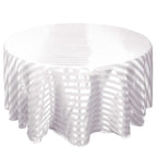 Satin Striped 120" Round Tablecloth White - Silky Smooth Seamless Wedding Decor - Bell Racket Store