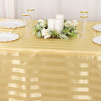 Satin Striped 90"x132" Rectangular Tablecloth Champagne - Seamless Silky Smooth Table Cover - Bell Racket Store