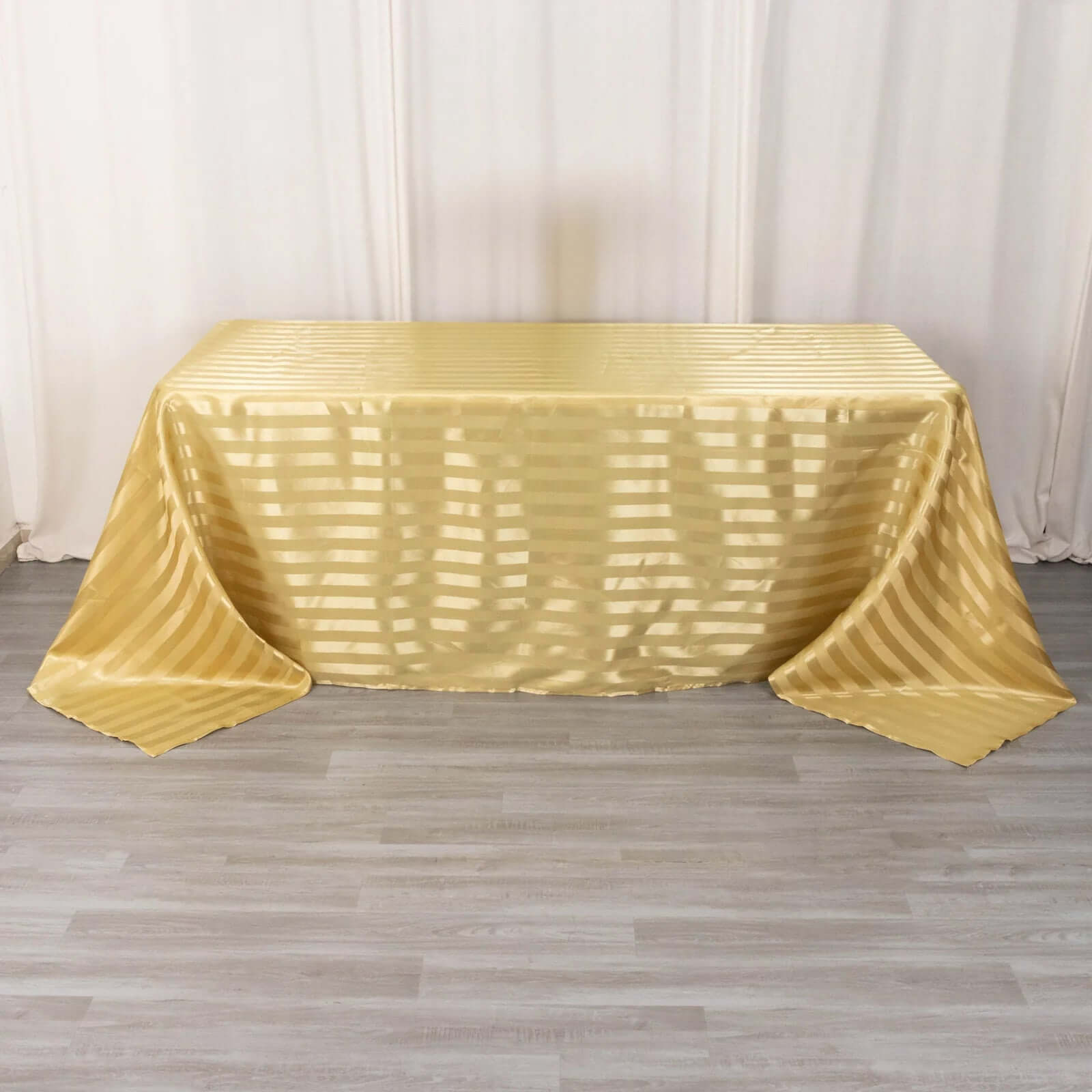 Satin Striped 90"x132" Rectangular Tablecloth Champagne - Seamless Silky Smooth Table Cover - Bell Racket Store
