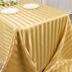 Satin Striped 90"x132" Rectangular Tablecloth Champagne - Seamless Silky Smooth Table Cover - Bell Racket Store
