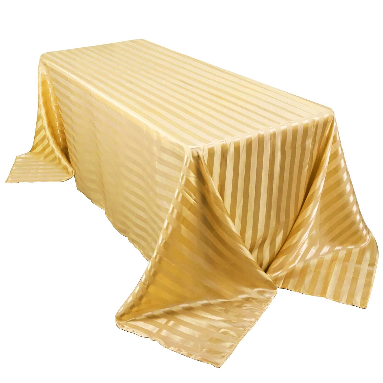 Satin Striped 90"x132" Rectangular Tablecloth Champagne - Seamless Silky Smooth Table Cover - Bell Racket Store