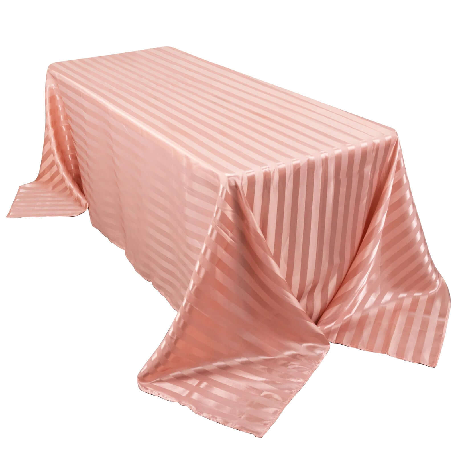 Satin Striped 90"x132" Rectangular Tablecloth Dusty Rose - Seamless Silky Smooth Table Cover - Bell Racket Store