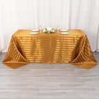 Satin Striped 90"x132" Rectangular Tablecloth Gold - Seamless Silky Smooth Table Cover - Bell Racket Store