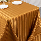 Satin Striped 90"x132" Rectangular Tablecloth Gold - Seamless Silky Smooth Table Cover - Bell Racket Store