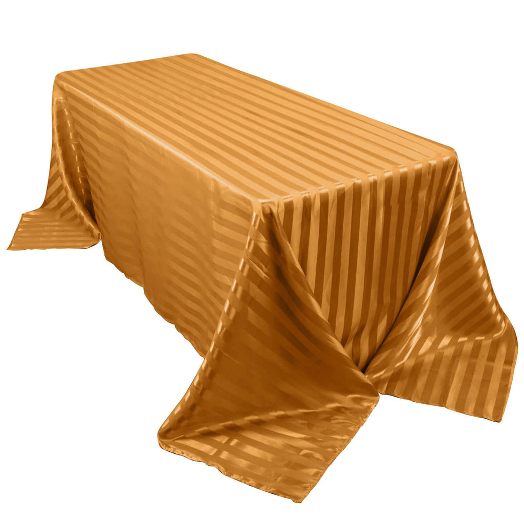 Satin Striped 90"x132" Rectangular Tablecloth Gold - Seamless Silky Smooth Table Cover - Bell Racket Store