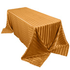 Satin Striped 90"x132" Rectangular Tablecloth Gold - Seamless Silky Smooth Table Cover - Bell Racket Store