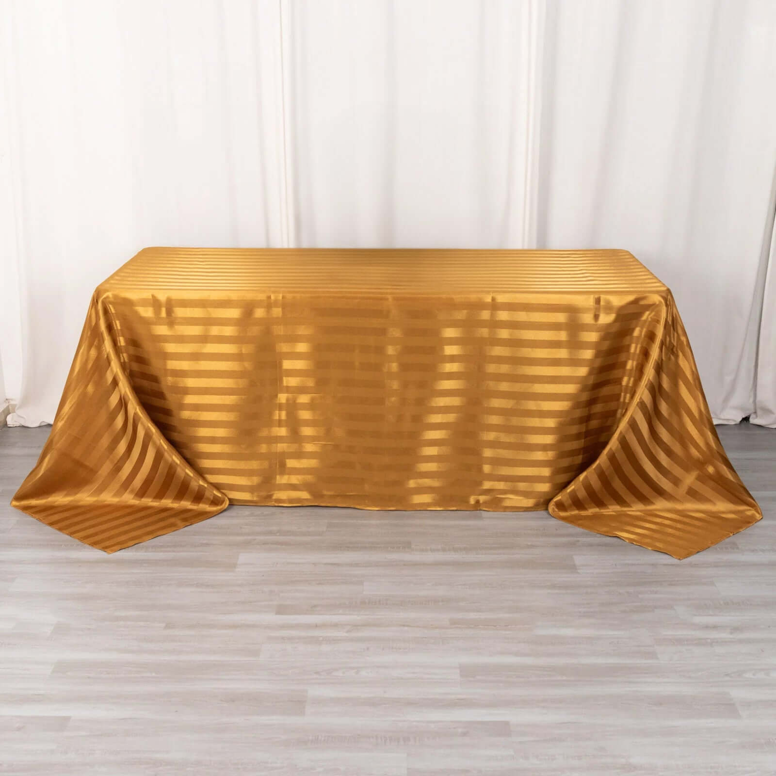 Satin Striped 90"x132" Rectangular Tablecloth Gold - Seamless Silky Smooth Table Cover - Bell Racket Store