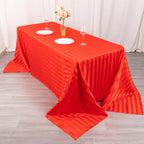 Satin Striped 90"x132" Rectangular Tablecloth Red - Seamless Silky Smooth Table Cover - Bell Racket Store