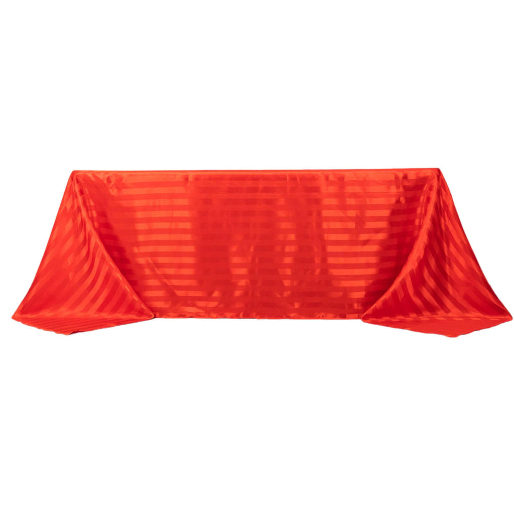 Satin Striped 90"x132" Rectangular Tablecloth Red - Seamless Silky Smooth Table Cover - Bell Racket Store