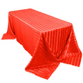 Satin Striped 90"x132" Rectangular Tablecloth Red - Seamless Silky Smooth Table Cover - Bell Racket Store