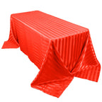 Satin Striped 90"x132" Rectangular Tablecloth Red - Seamless Silky Smooth Table Cover - Bell Racket Store