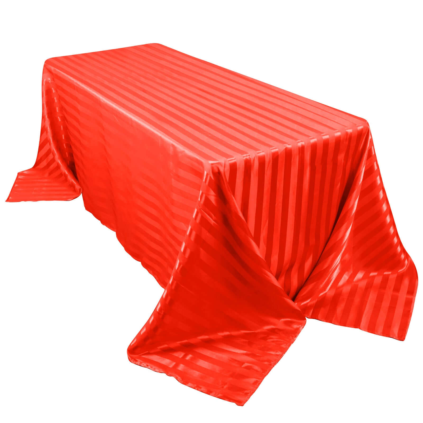 Satin Striped 90"x132" Rectangular Tablecloth Red - Seamless Silky Smooth Table Cover - Bell Racket Store