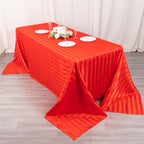 Satin Striped 90"x132" Rectangular Tablecloth Red - Seamless Silky Smooth Table Cover - Bell Racket Store
